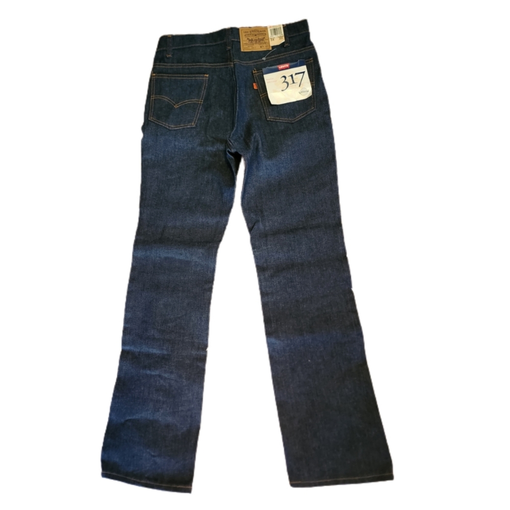 VINTAGE LEVI'S MEN'S 317 ORANGE TAG DARK WASH BOOT CUT JEANS SIZE 34W X 32 NWT - Picture 9 of 10